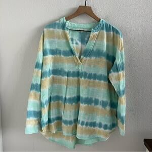 Rip Curl Gauzy Ombre Tie Dye Beachy Coastal Boho Top Large